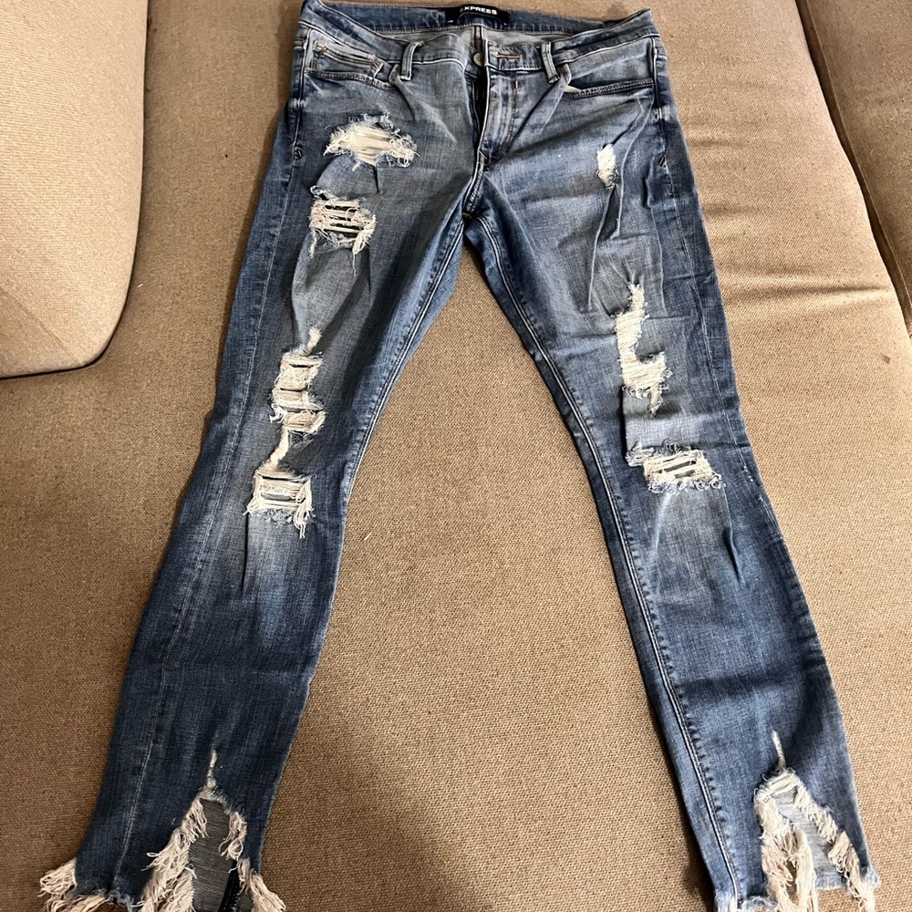 Express Distressed Blue Jeans